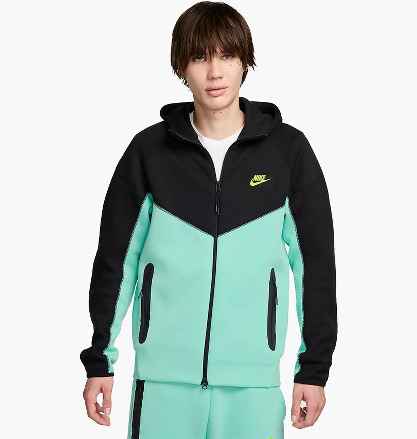 Зіп Худі Nike Tech Fleece (чорно-мятне)
