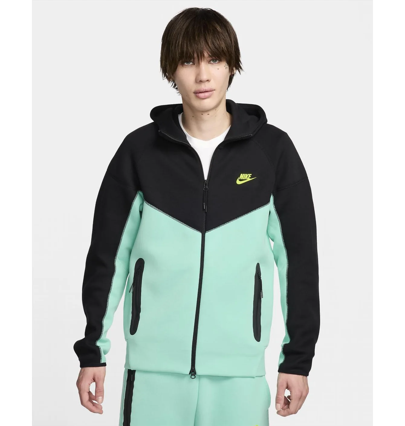 Зіп Худі Nike Tech Fleece (чорно-мятне)