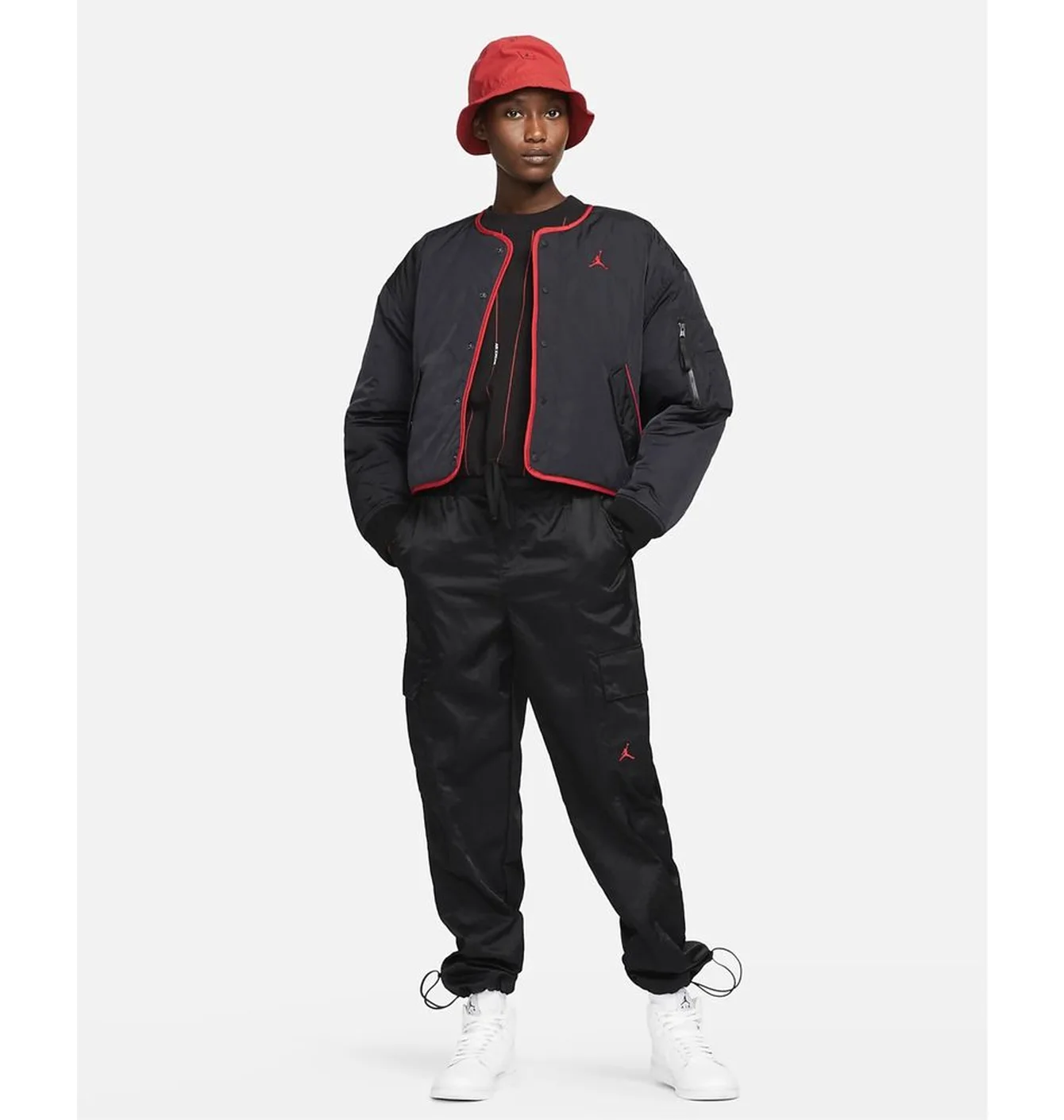 Куртка жіноча Air Jordan Essentials Flight Jacket Black/Red DH0655-010