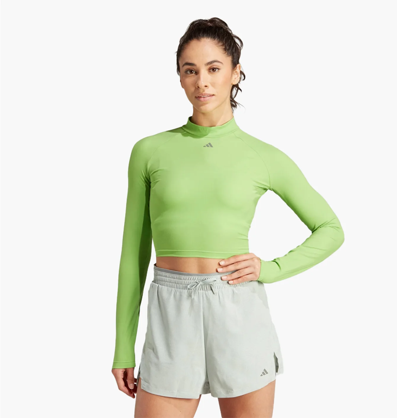 Лонгслів жіночий Adidas Hiit Heat.Rdy Long Sleeve Crop Tee Green IM2656