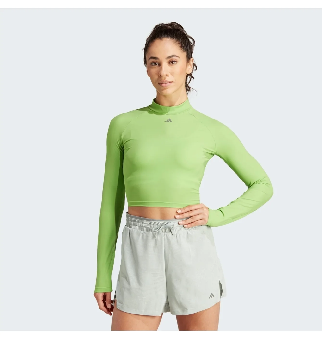 Лонгслів жіночий Adidas Hiit Heat.Rdy Long Sleeve Crop Tee Green IM2656