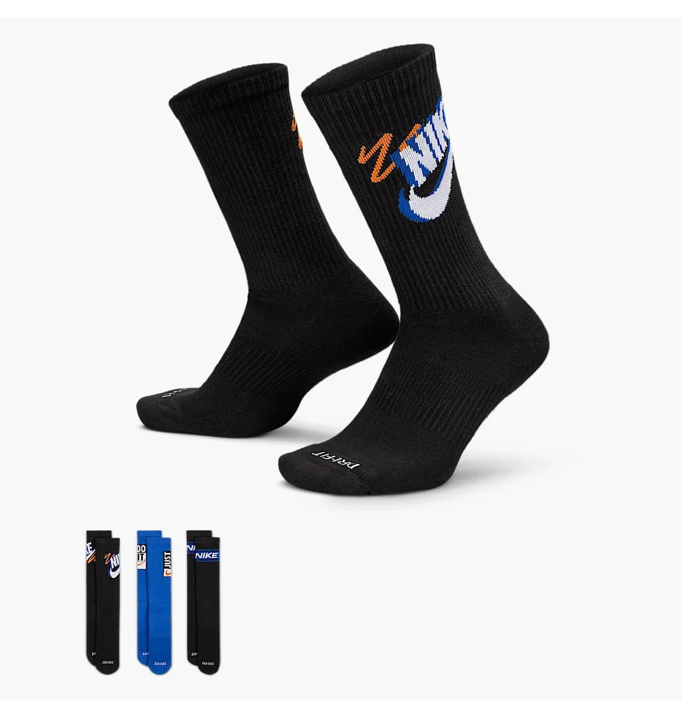 Шкарпетки Nike Everyday Plus Crew (3 шт) Black/Blue HJ9339-902