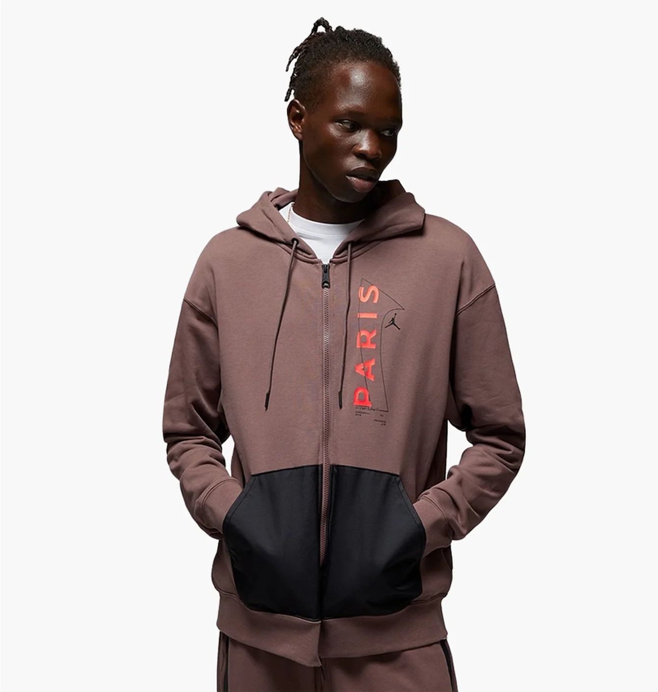 Толстовка чоловіча Air Jordan X Paris Saint-Germain Full Zip-Fleece Hoodie Brown Dn6150-291