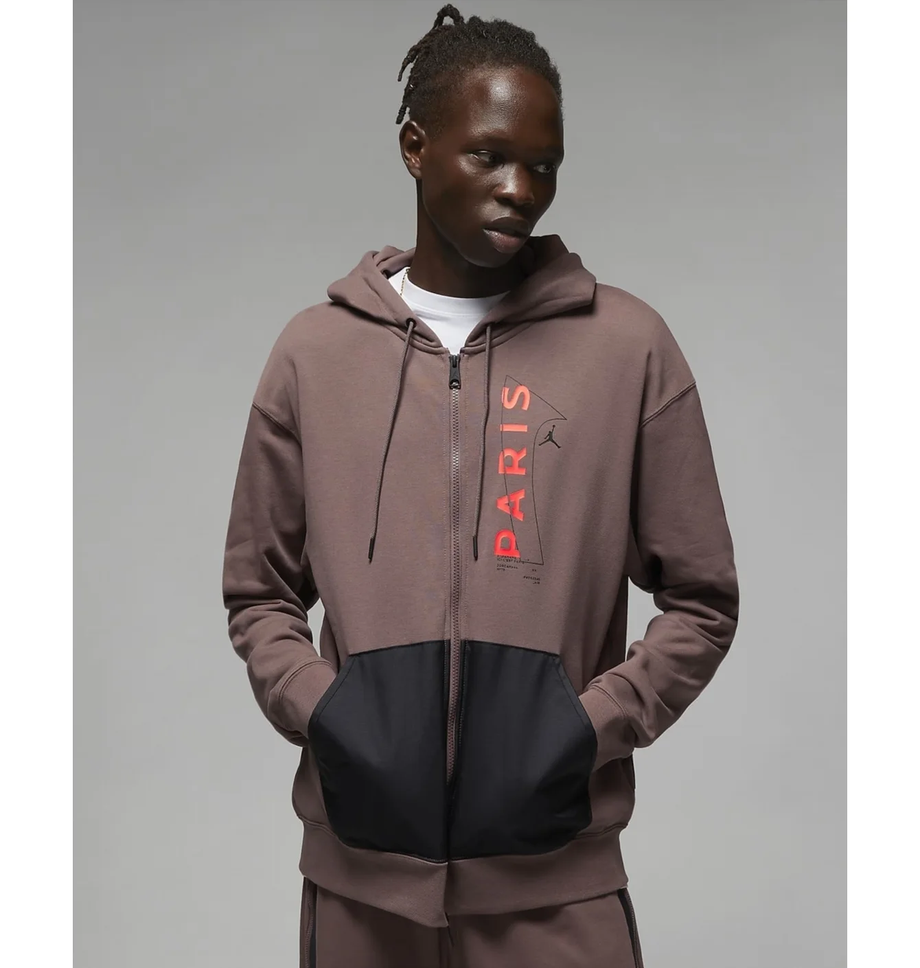 Толстовка чоловіча Air Jordan X Paris Saint-Germain Full Zip-Fleece Hoodie Brown Dn6150-291