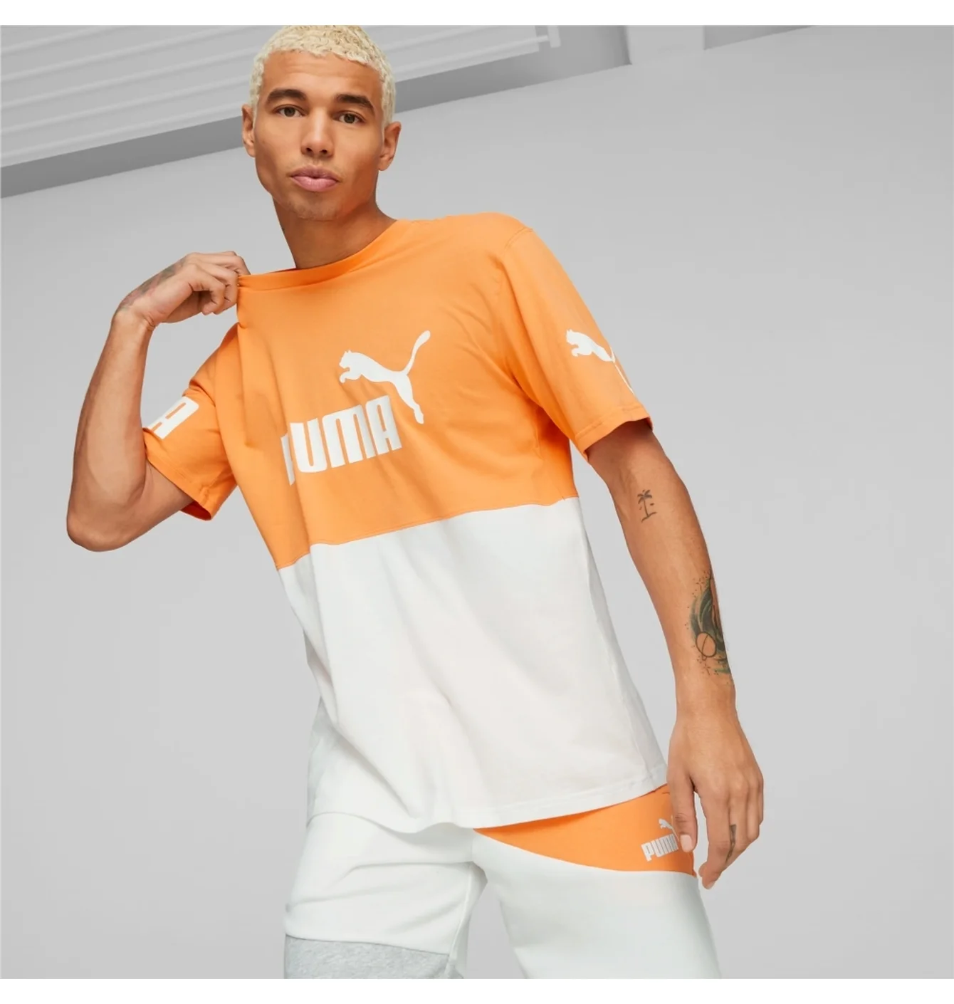Футболка чоловіча Puma Power Colourblock Orange/White 673321-46