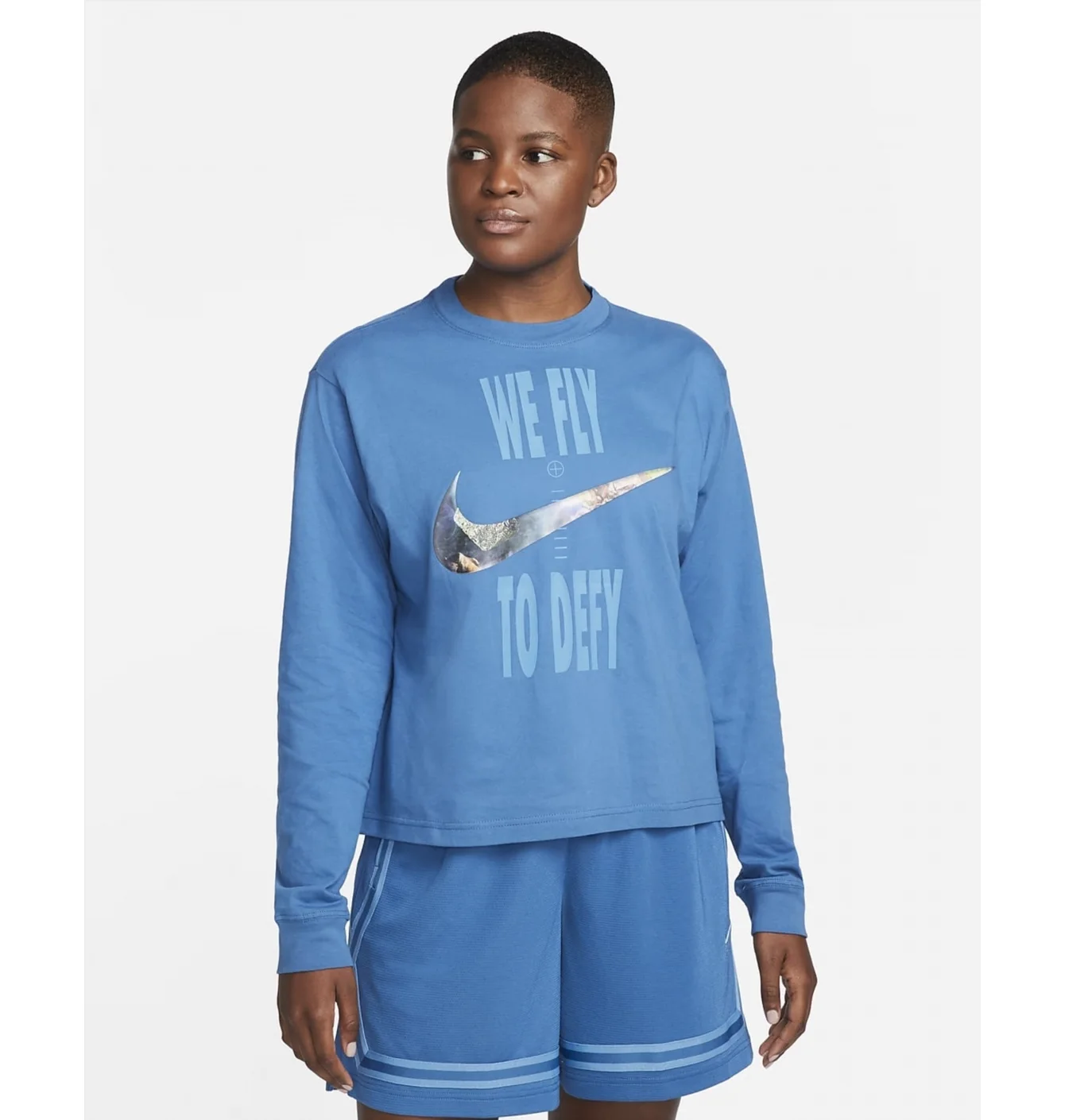 Світшот жіночий Nike Swoosh Fly Boxy Long-Sleeve T-Shirt Light Blue Dx0726-407