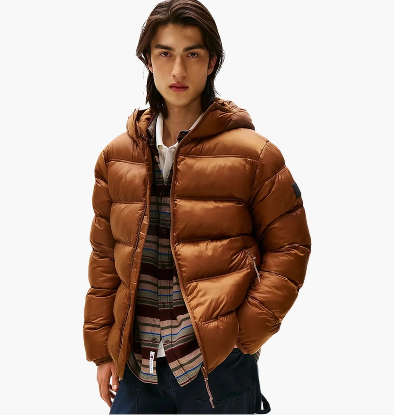 Куртка чоловіча Tommy Hilfiger Tonal Logo Hooded Puffer Brown DM0DM22044-M1L