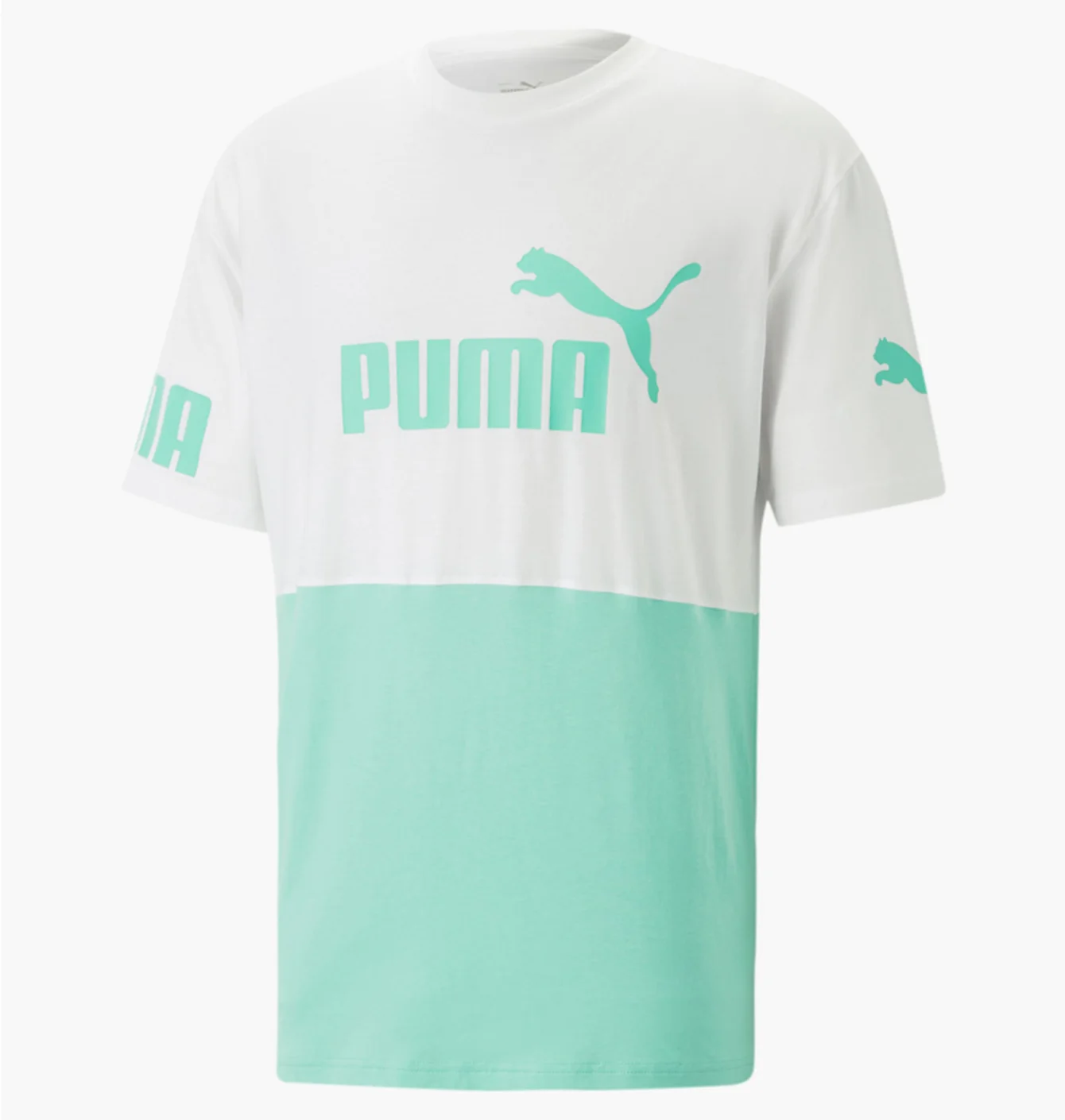 Футболка чоловіча Puma Power Colourblock White/Turquoise 673321-77