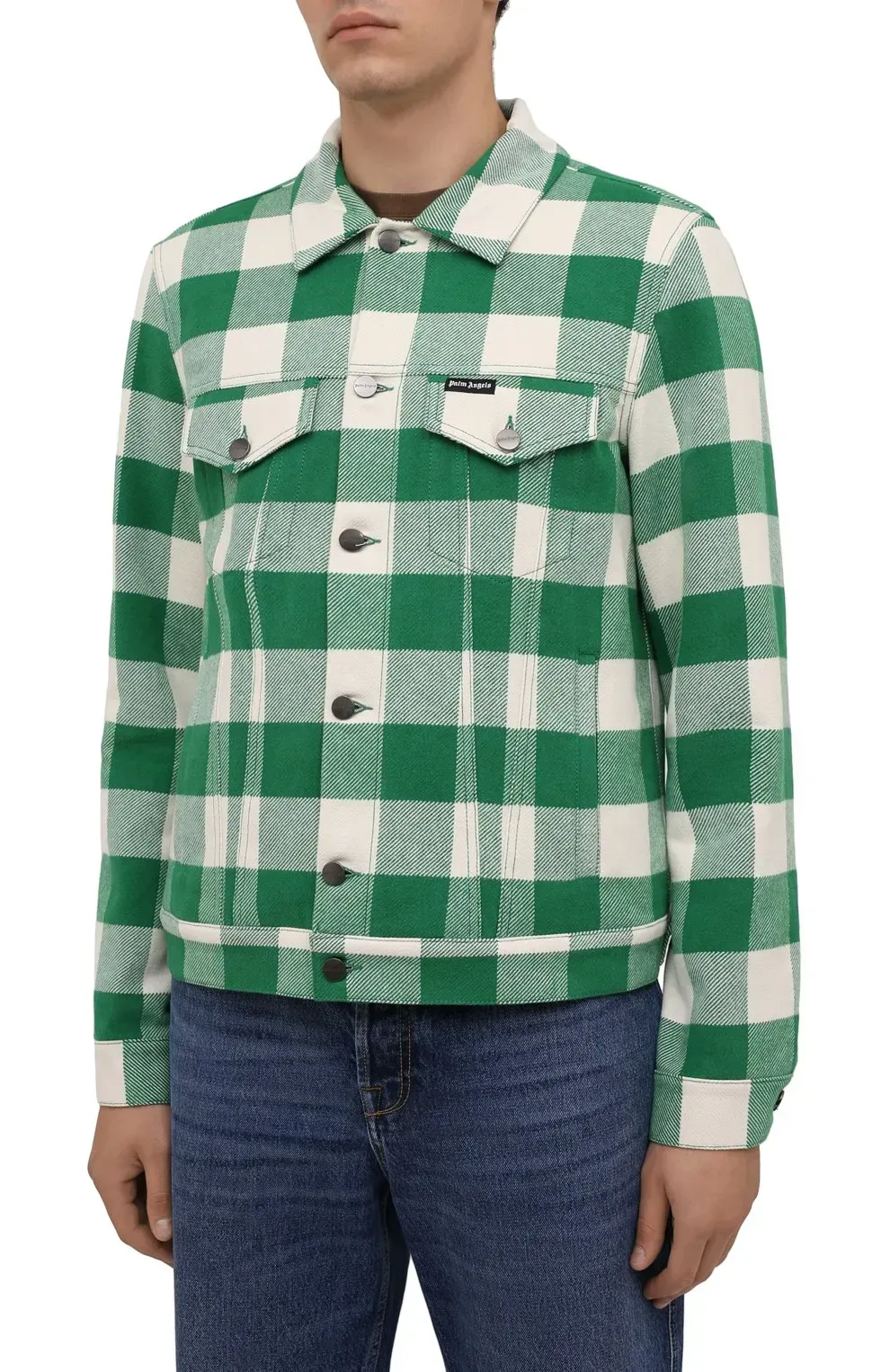 Кофта чоловіча Palm Angels Curved Logo Check Trucker (PMEA169F21FAB0010310)