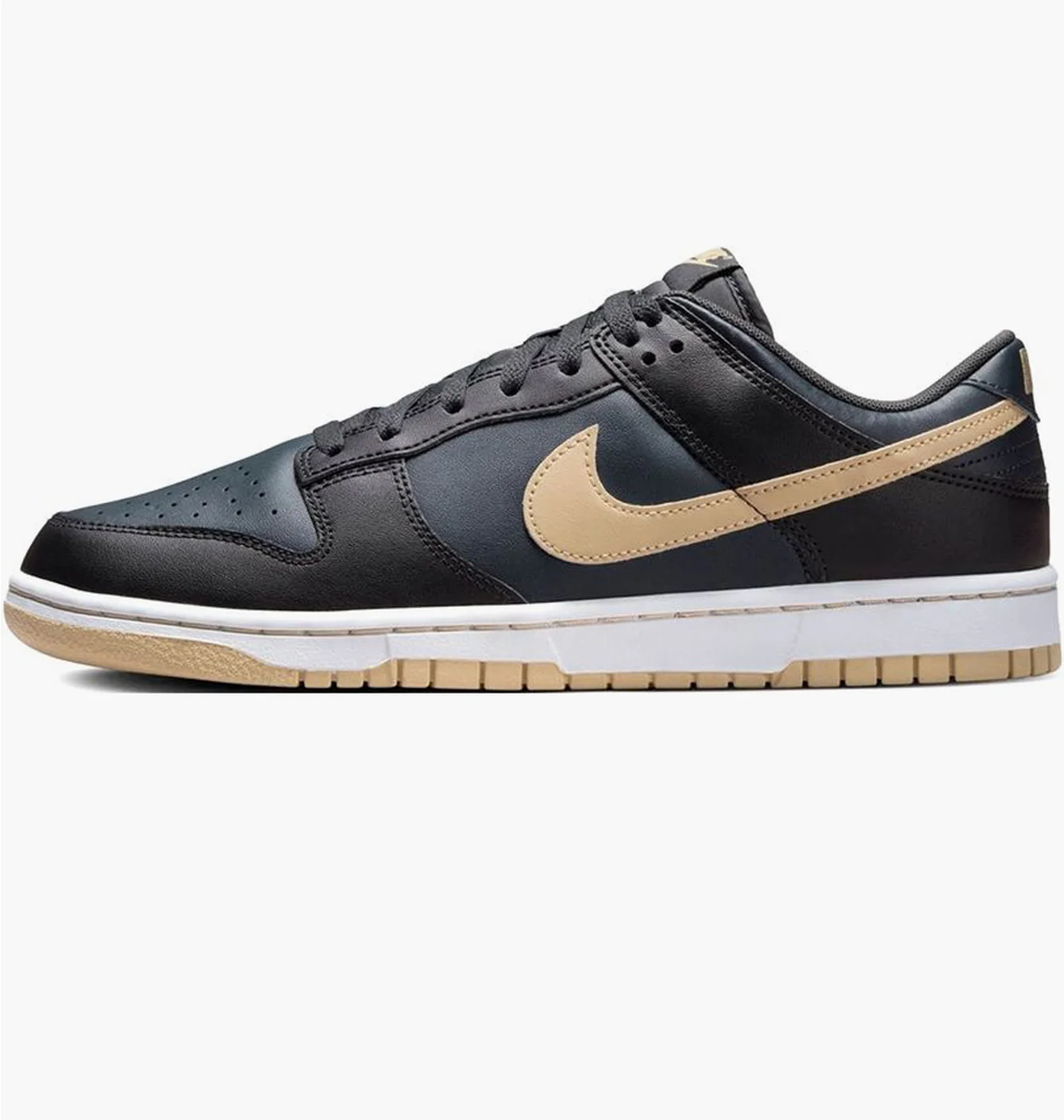 Nike Dunk Low Presses On In “Black/Midnight Navy/Tan”