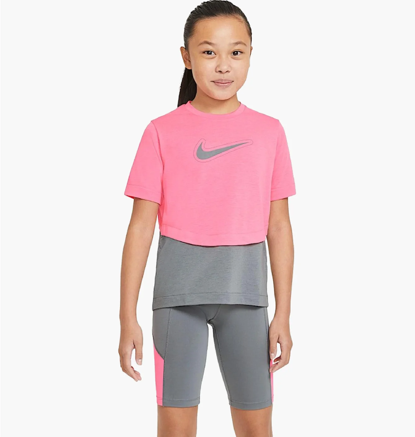 Футболка дитяча Nike Dri-Fit Trophy Ss Top Pink/Grey DA1096-675